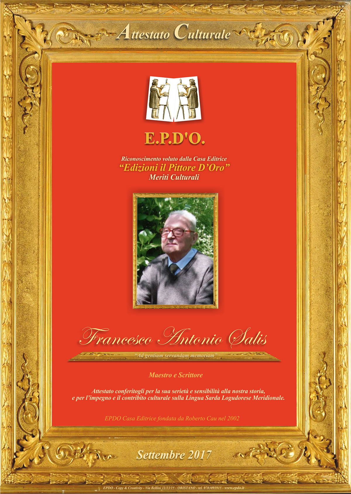EPDO - Attestato Culturale Francesco Antonio Salis